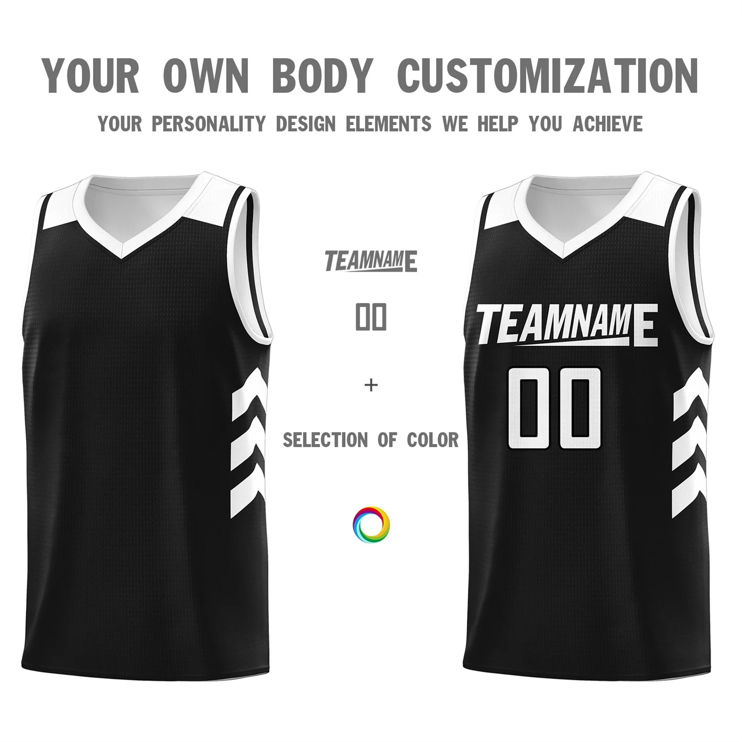 Custom Black White Classic Tops Mesh Sport Basketball Jersey - Image 3