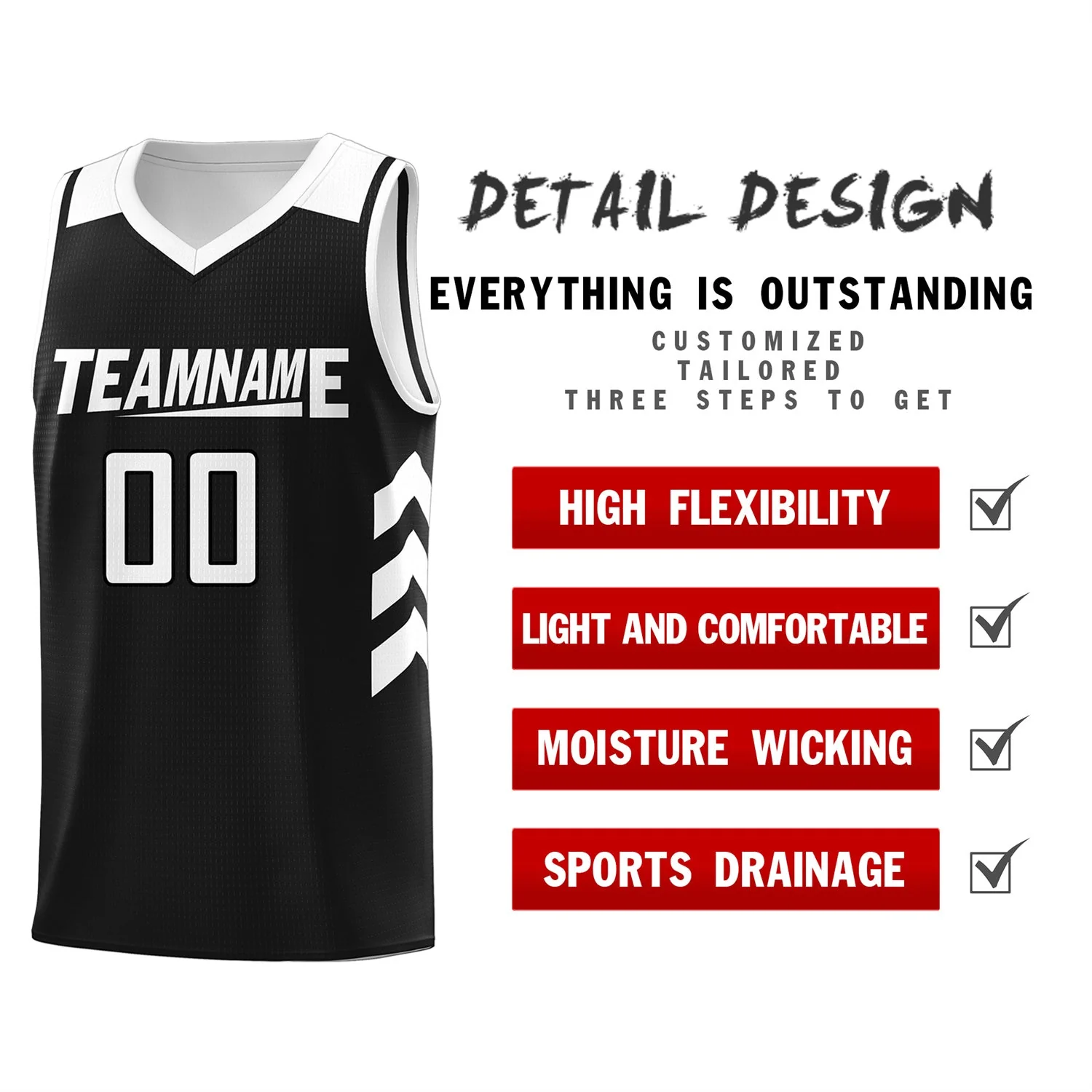 Custom Black White Classic Tops Mesh Sport Basketball Jersey - Image 4