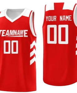 Custom Red White Classic Tops Men Casual Basketball Jersey