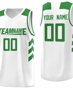 Custom White Green Classic Tops Mesh Sport Basketball Jersey