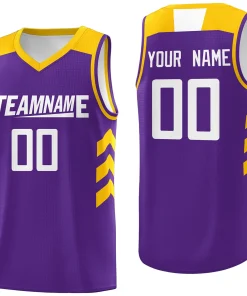 Custom Purple White-Yellow Classic Tops Men Casual Basketball Jersey