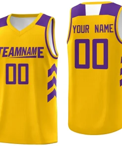 Custom Yellow Purple Classic Tops Mesh Sport Basketball Jersey