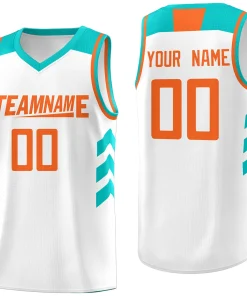 Custom White Orange Classic Tops Mesh Sport Basketball Jersey