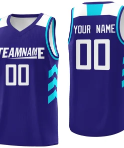 Custom Purple White-Blue Classic Tops Men Casual Basketball Jersey