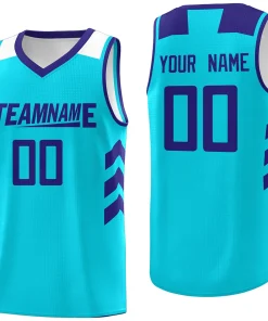 Custom Light Blue Purple Classic Tops Men Casual Basketball Jersey