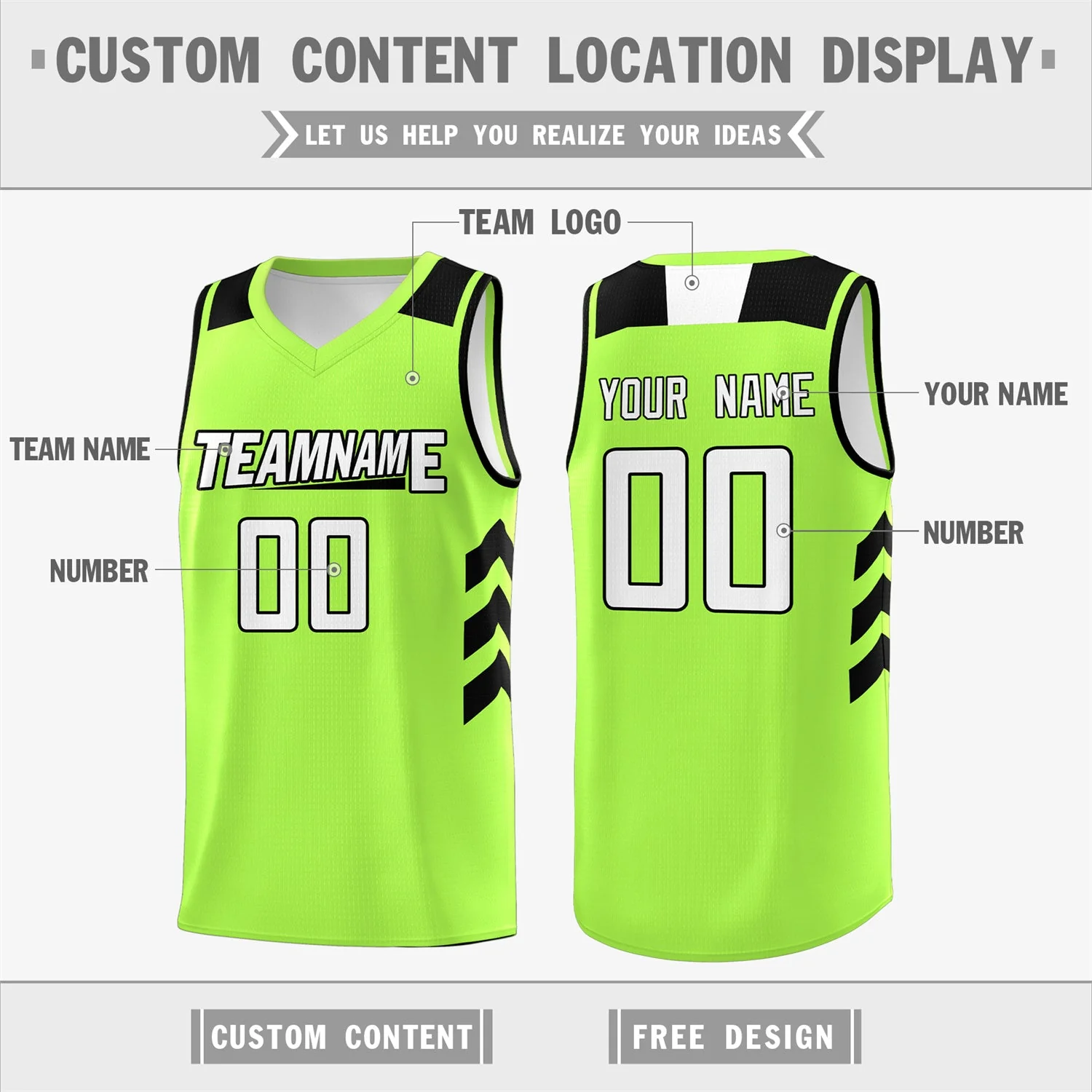 Custom Neon Green White-Black Classic Tops Mesh Sport Basketball Jersey - Image 2