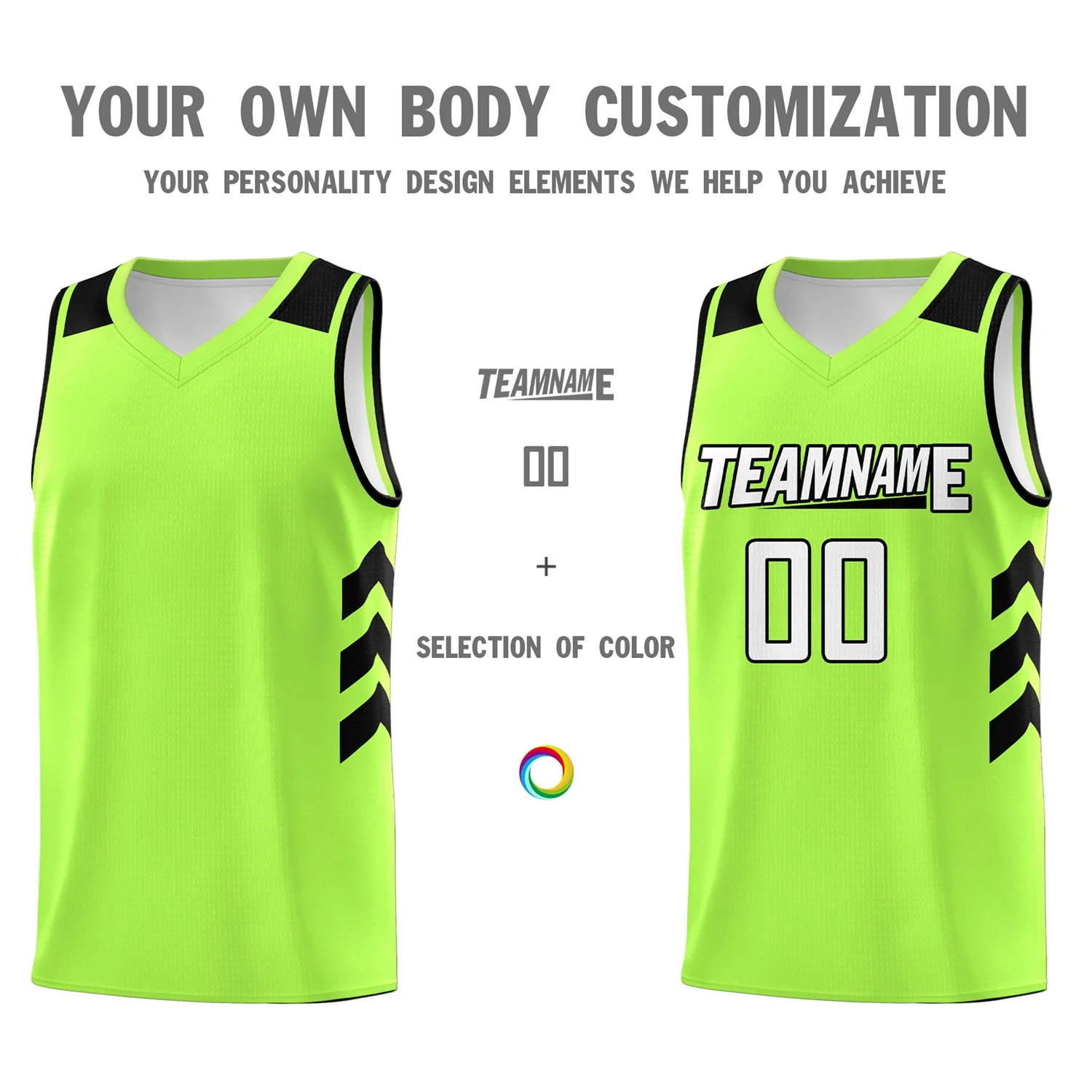 Custom Neon Green White-Black Classic Tops Mesh Sport Basketball Jersey - Image 3