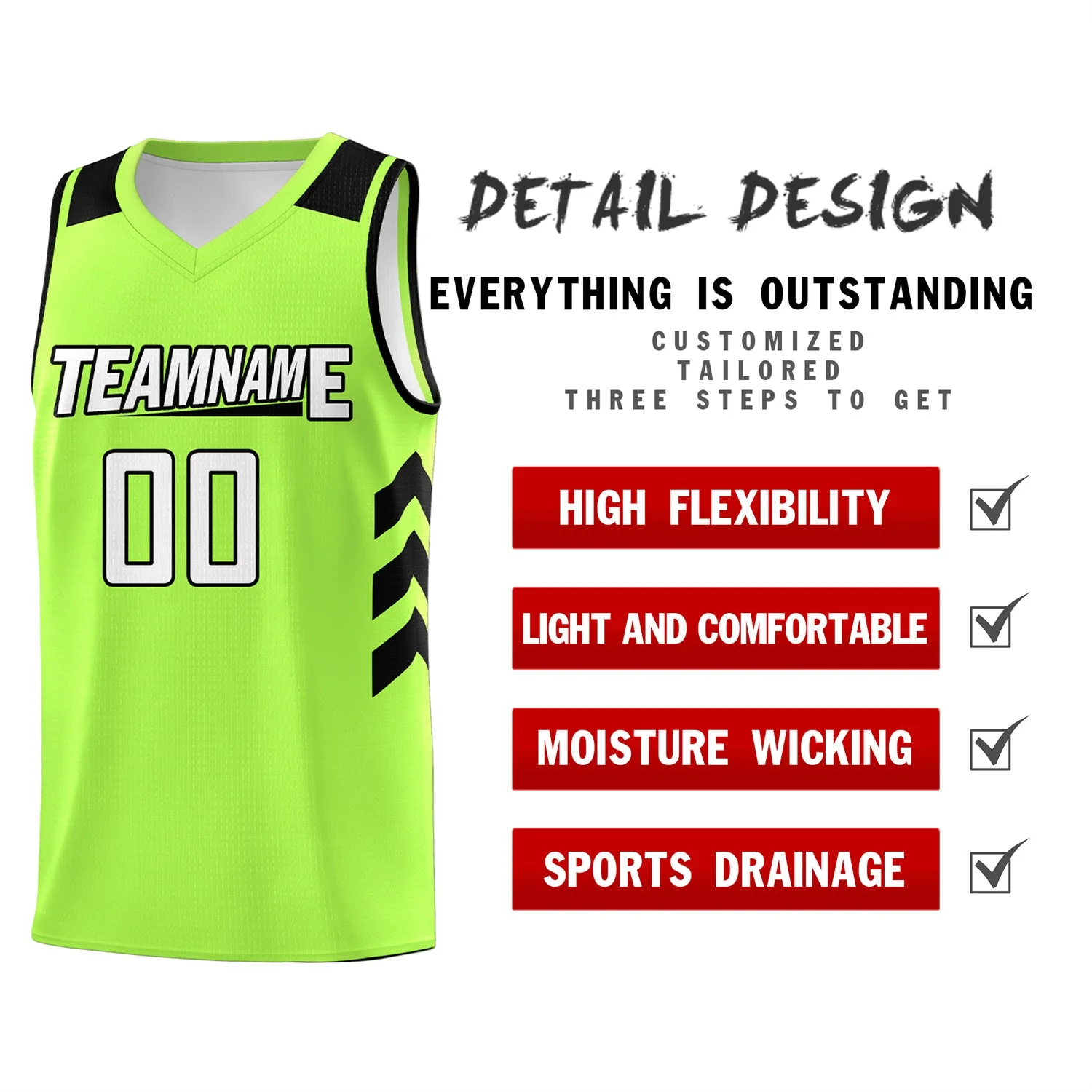 Custom Neon Green White-Black Classic Tops Mesh Sport Basketball Jersey - Image 4