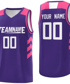 Custom Purple White-Pink Classic Tops Breathable Basketball Jersey