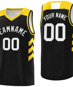 Custom Black White-Yellow Classic Tops Athletic Basketball Jersey