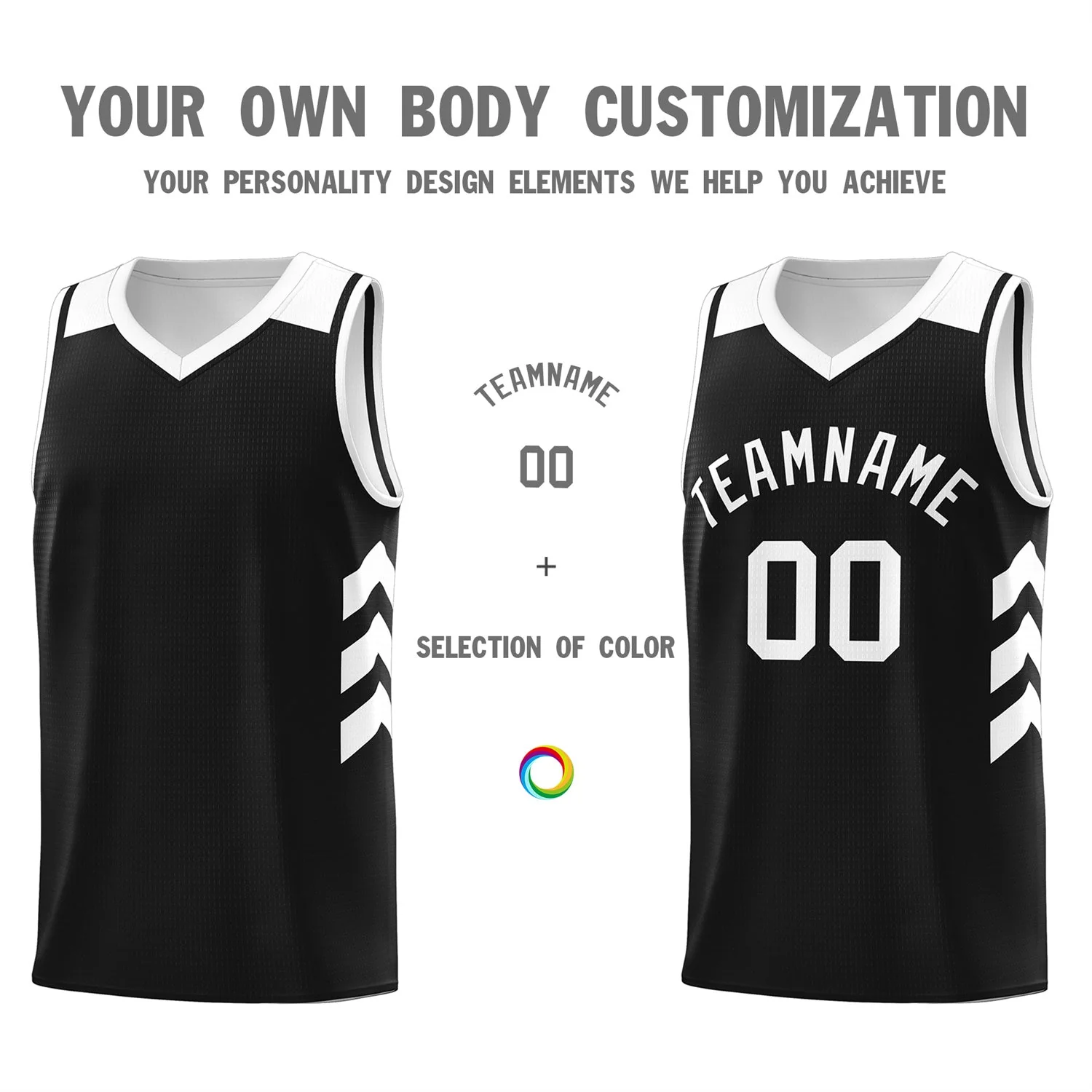Custom Black White Classic Tops Mesh Sport Basketball Jersey - Image 3