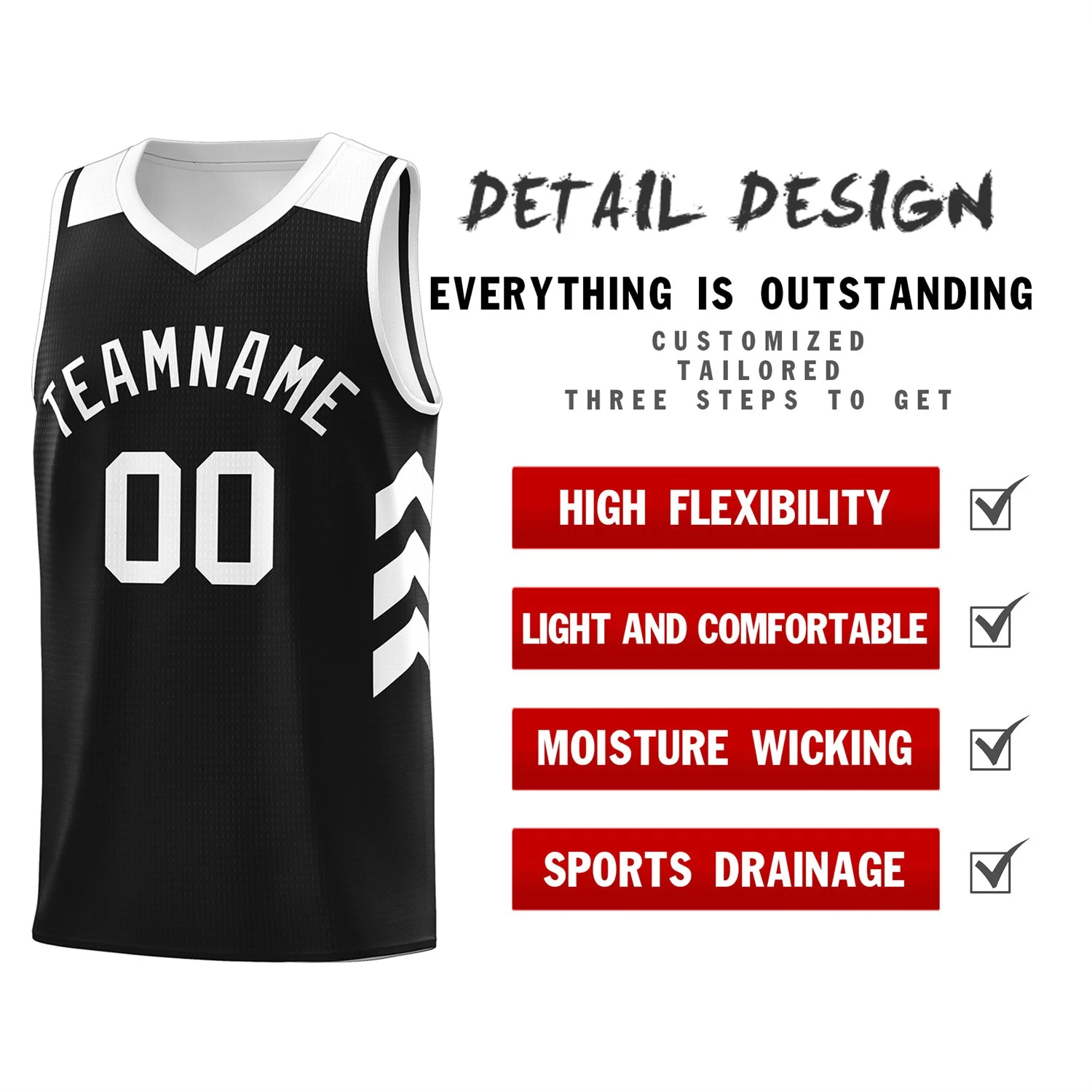 Custom Black White Classic Tops Mesh Sport Basketball Jersey - Image 4