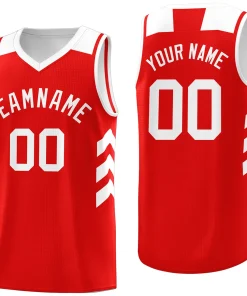 Custom Red White Classic Tops Mesh Sport Basketball Jersey