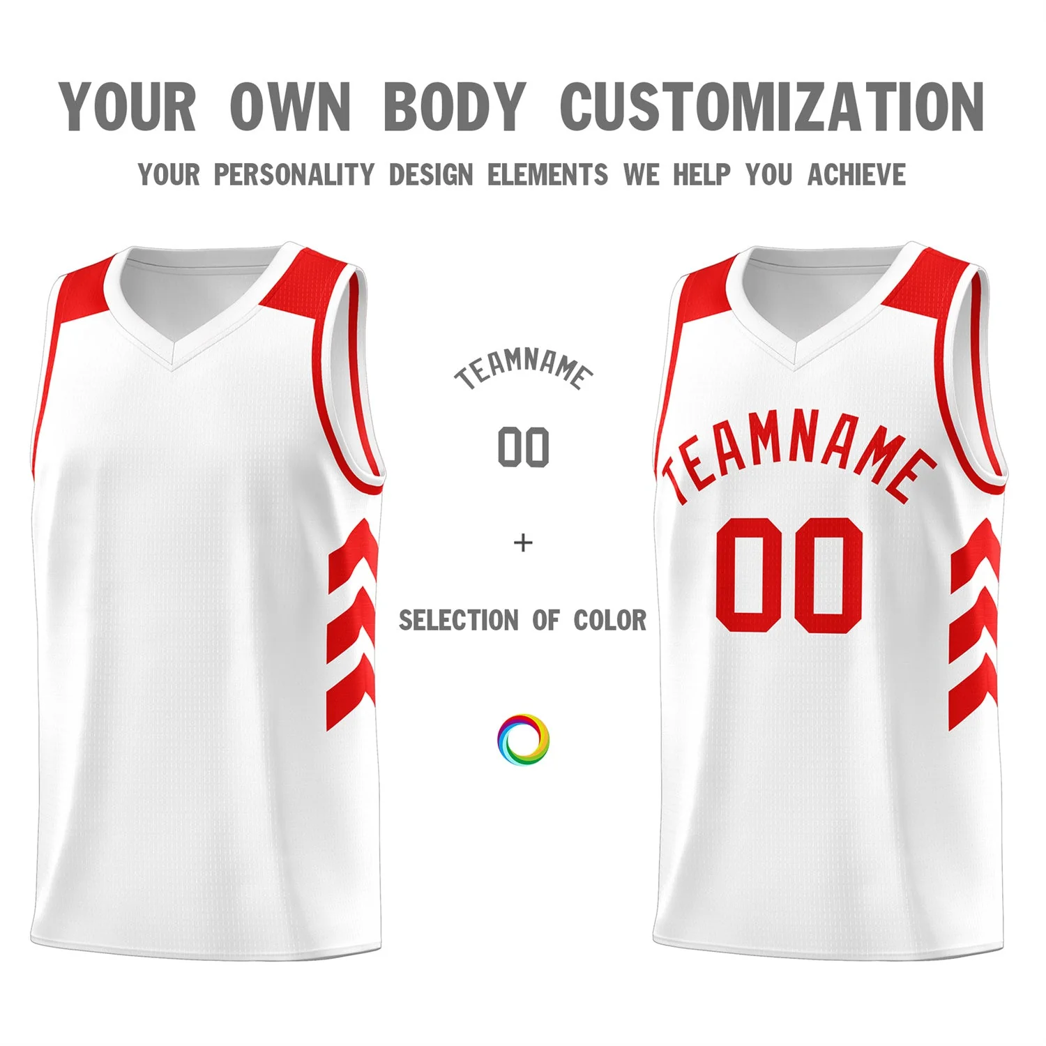 Custom White Red Classic Tops Men/Boy Athletic Basketball Jersey - Image 3