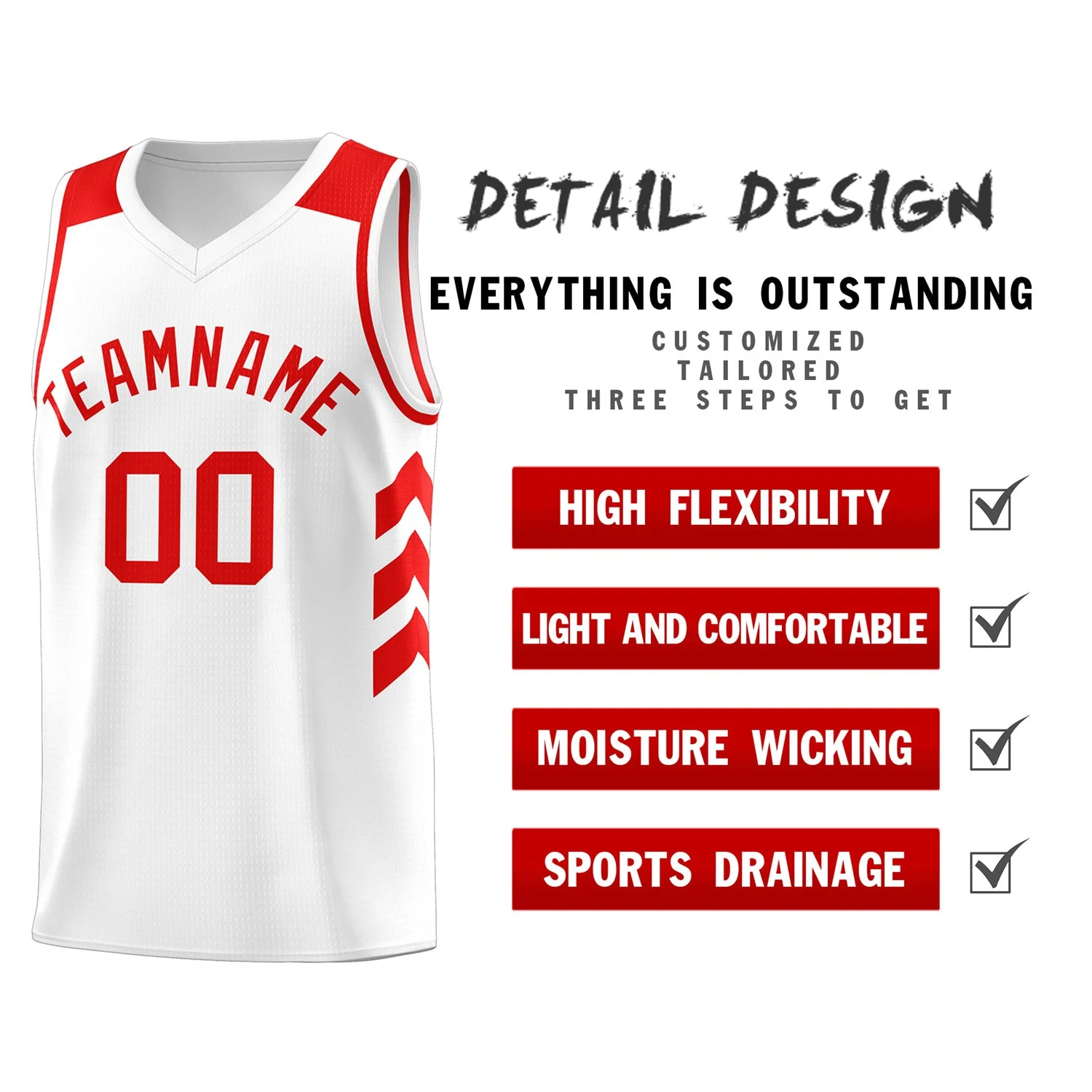 Custom White Red Classic Tops Men/Boy Athletic Basketball Jersey - Image 4