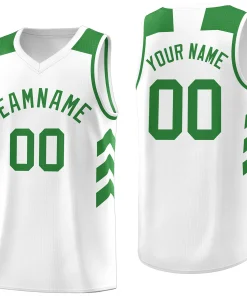 Custom White Green Classic Tops Fashion Sportwear Basketball Jersey