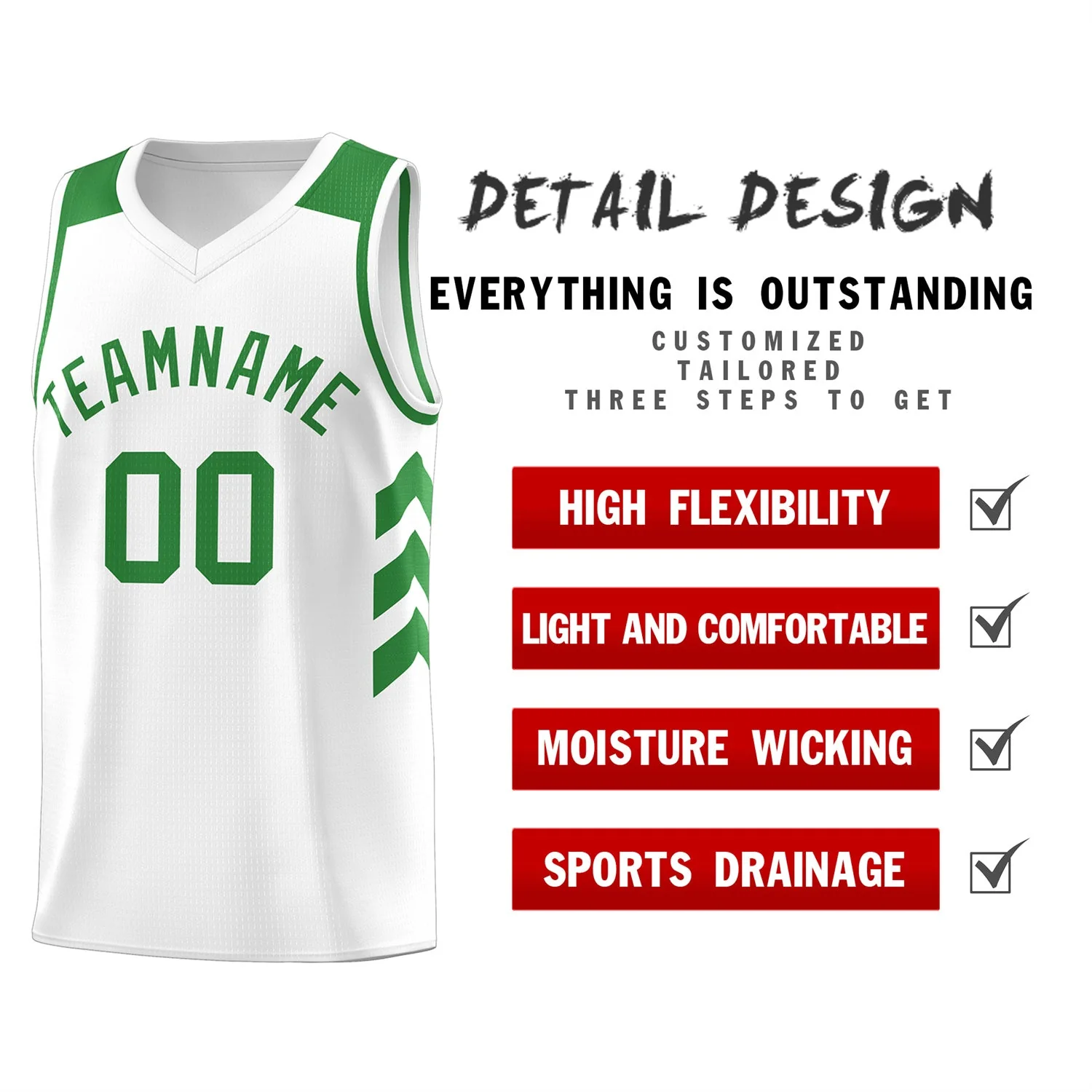 Custom White Green Classic Tops Fashion Sportwear Basketball Jersey - Image 4