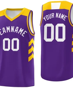 Custom Purple White-Yellow Classic Tops Mesh Sport Basketball Jersey