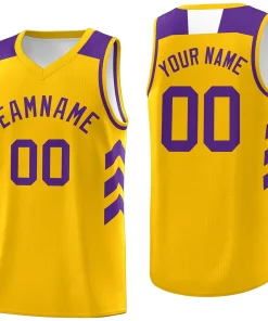 Custom Yellow Purple Classic Tops Men Casual Basketball Jersey