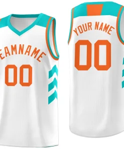 Custom White Orange Classic Tops Men/Boy Athletic Basketball Jersey