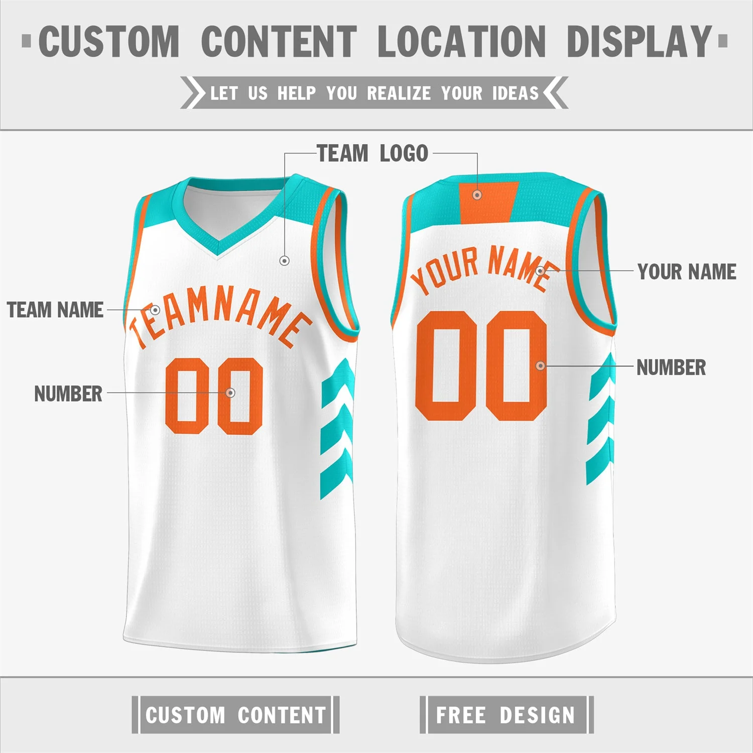 Custom White Orange Classic Tops Men/Boy Athletic Basketball Jersey - Image 2