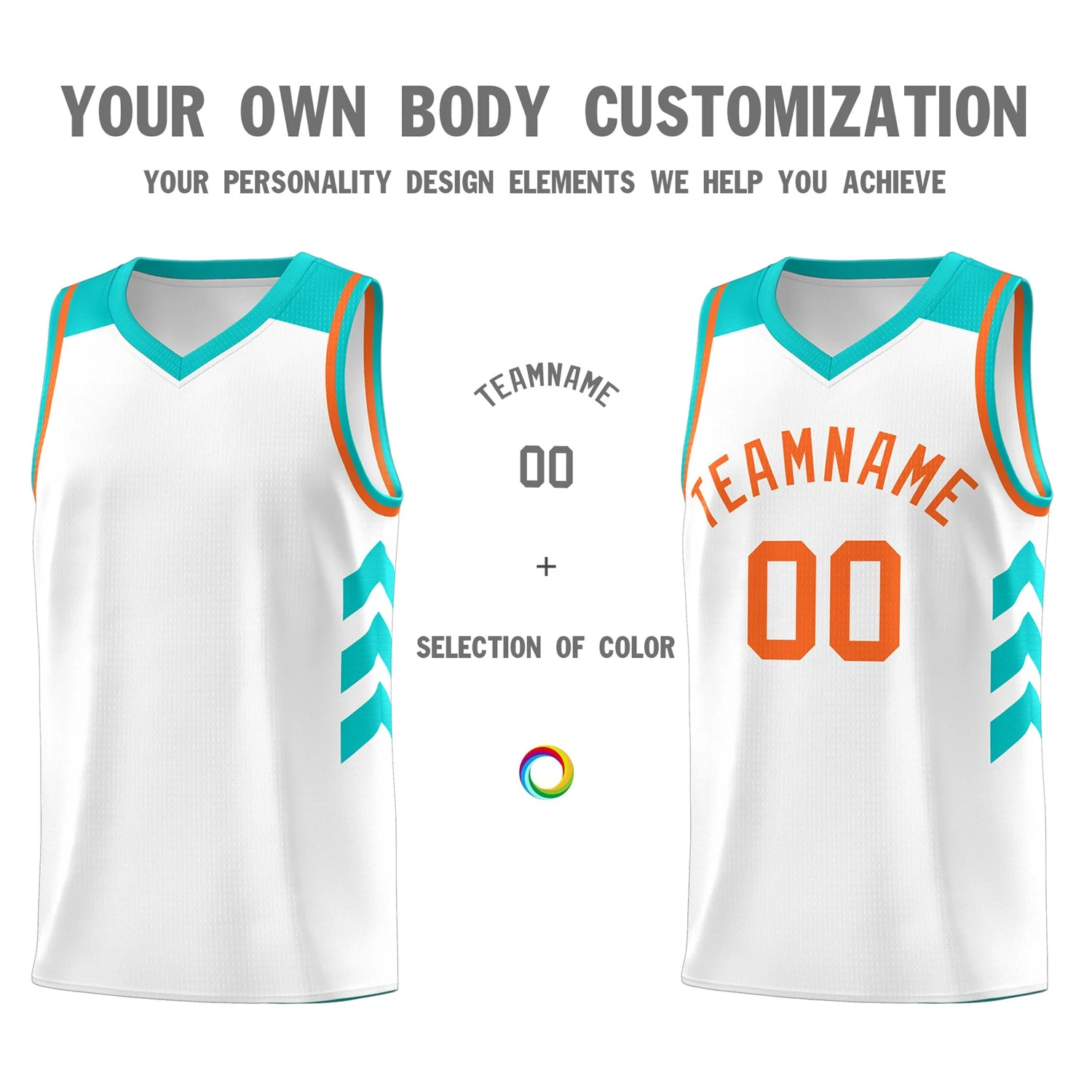 Custom White Orange Classic Tops Men/Boy Athletic Basketball Jersey - Image 3