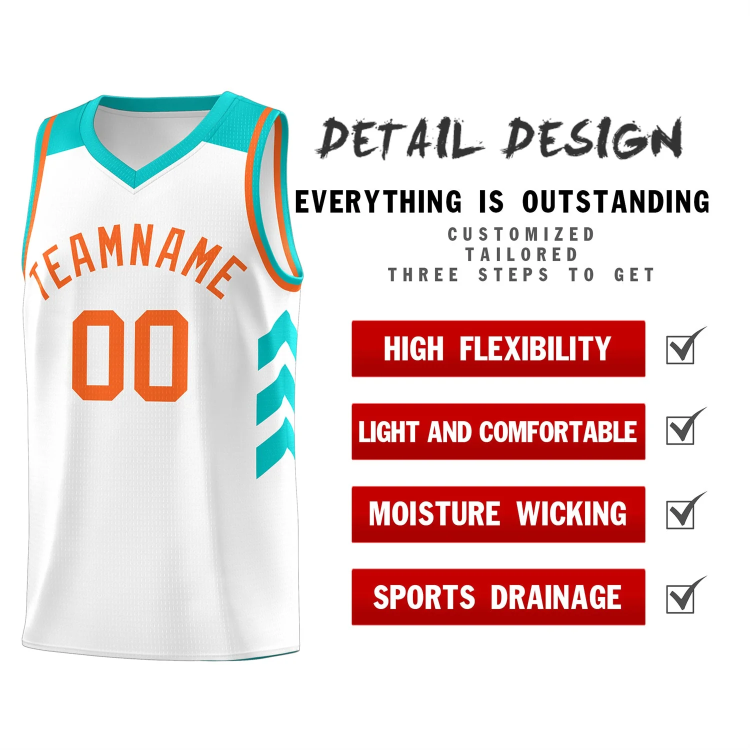 Custom White Orange Classic Tops Men/Boy Athletic Basketball Jersey - Image 4