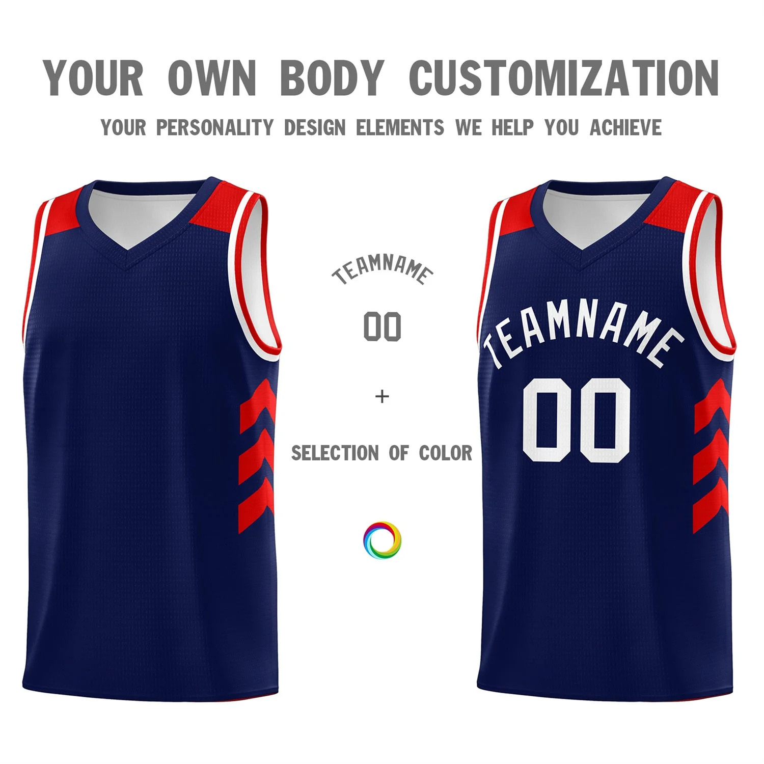 Custom Navy White-Red Classic Tops Fashion Sportwear Basketball Jersey - Image 3
