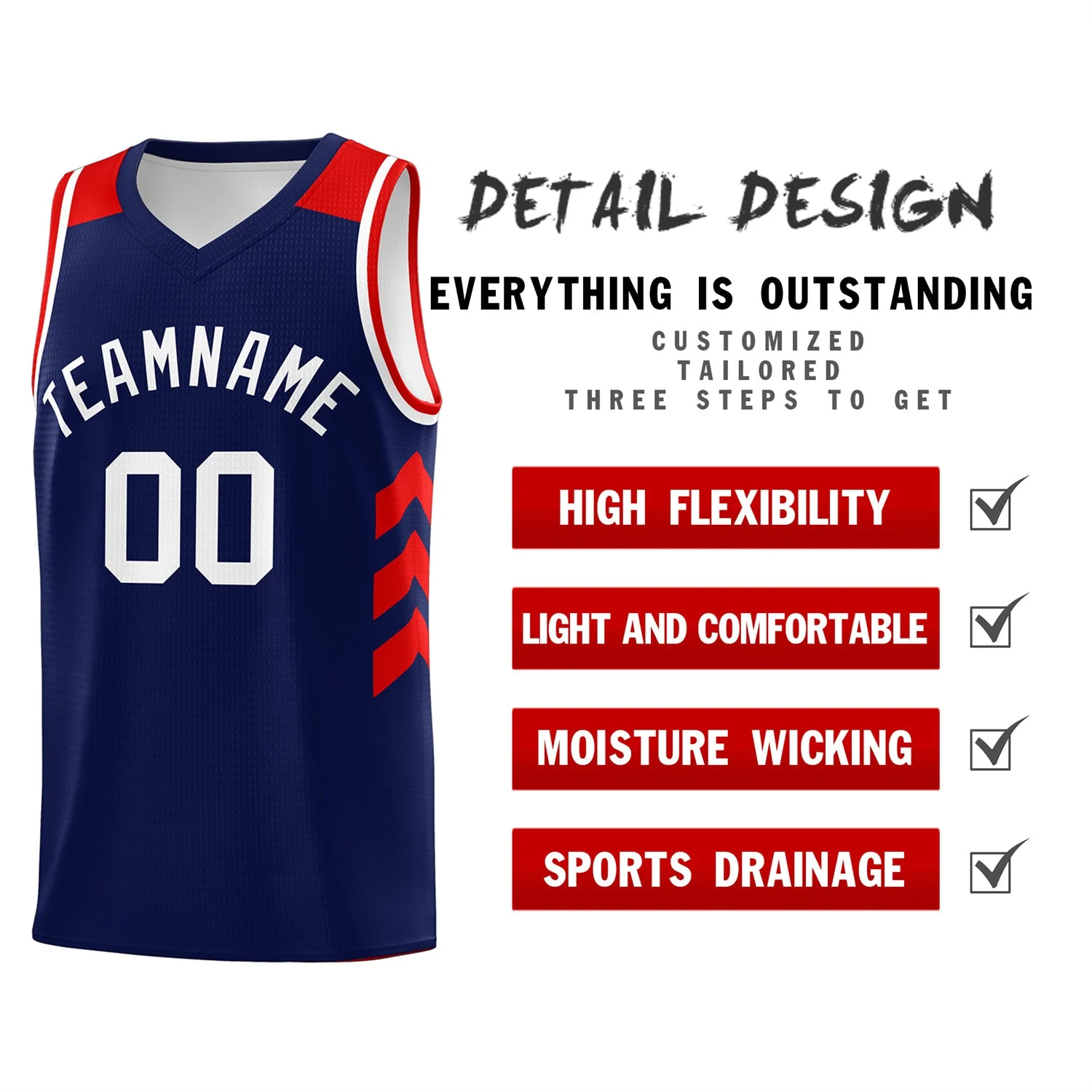 Custom Navy White-Red Classic Tops Fashion Sportwear Basketball Jersey - Image 4