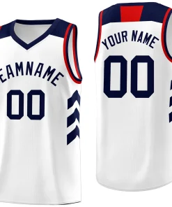 Custom White Navy-Red Classic Tops Fashion Sportwear Basketball Jersey
