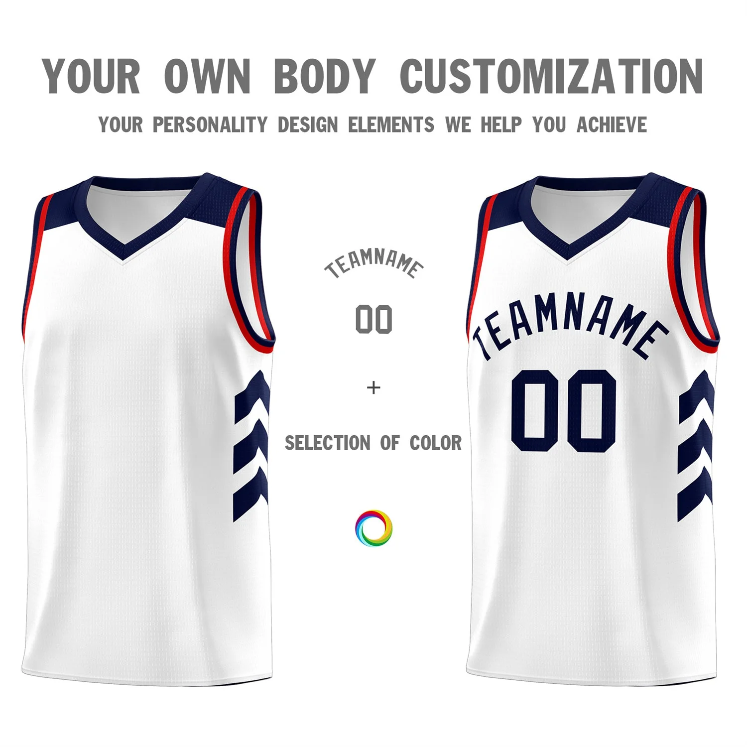 Custom White Navy-Red Classic Tops Fashion Sportwear Basketball Jersey - Image 3