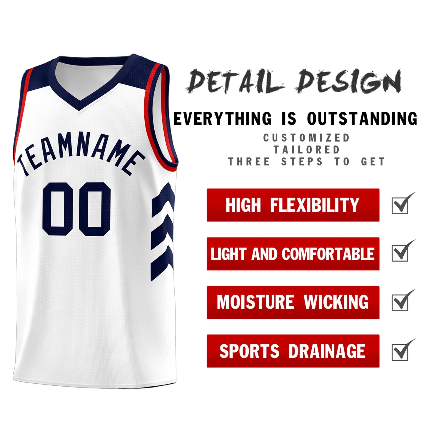 Custom White Navy-Red Classic Tops Fashion Sportwear Basketball Jersey - Image 4
