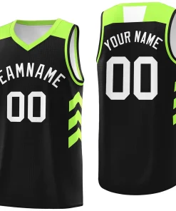 Custom Black White-Green Classic Tops Breathable Basketball Jersey