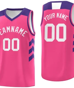 Custom  Pink Purple-White Classic Tops Breathable Basketball Jersey