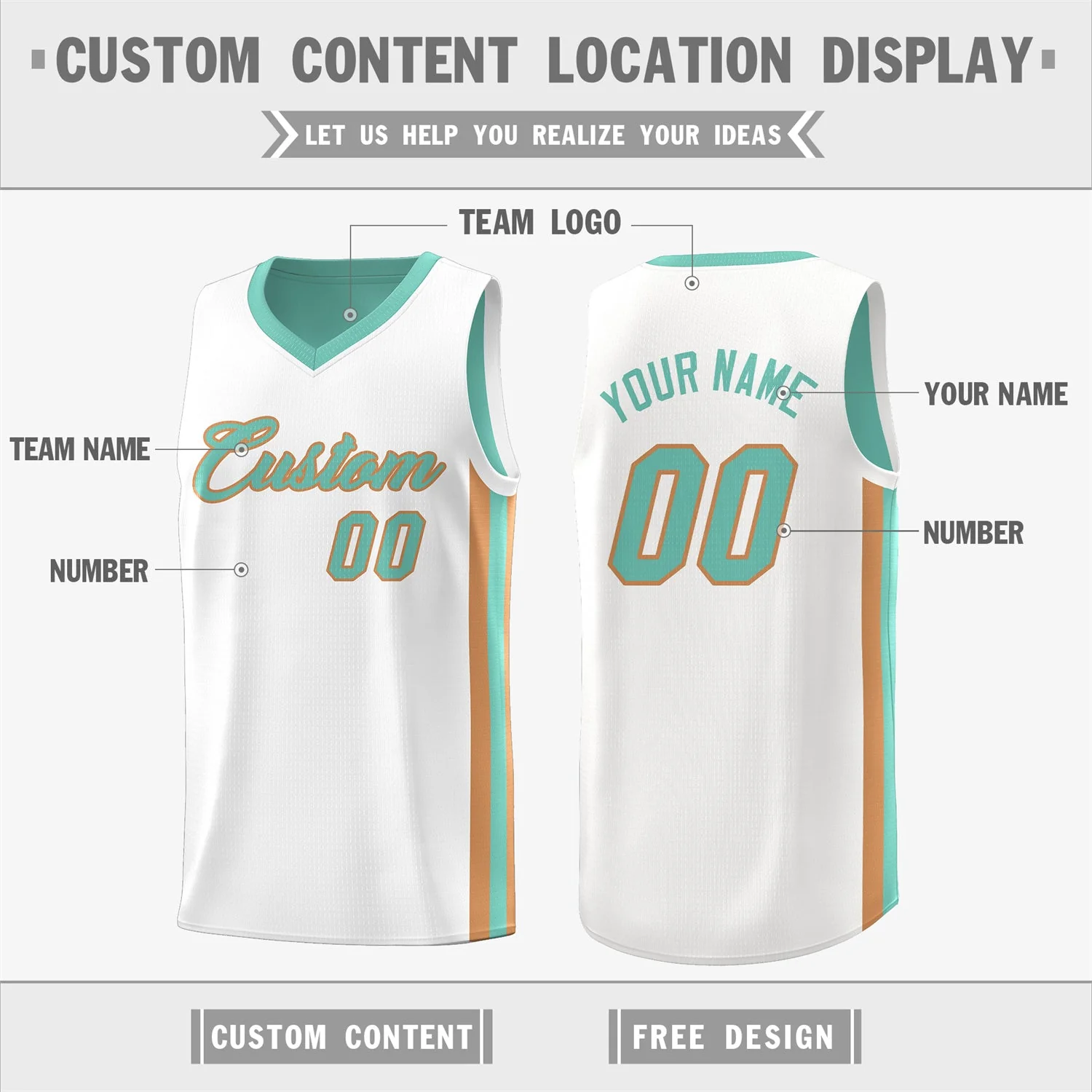 Custom Light Green White Double Side Tops Basketball Jersey - Image 3