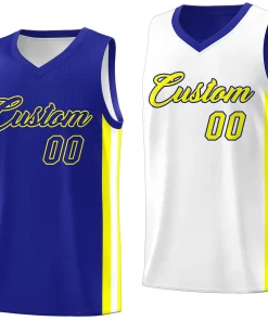 Custom Royal White Double Side Tops Basketball Jersey