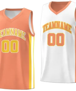 Custom Orange White-Yellow Double Side Tops Basketball Jersey