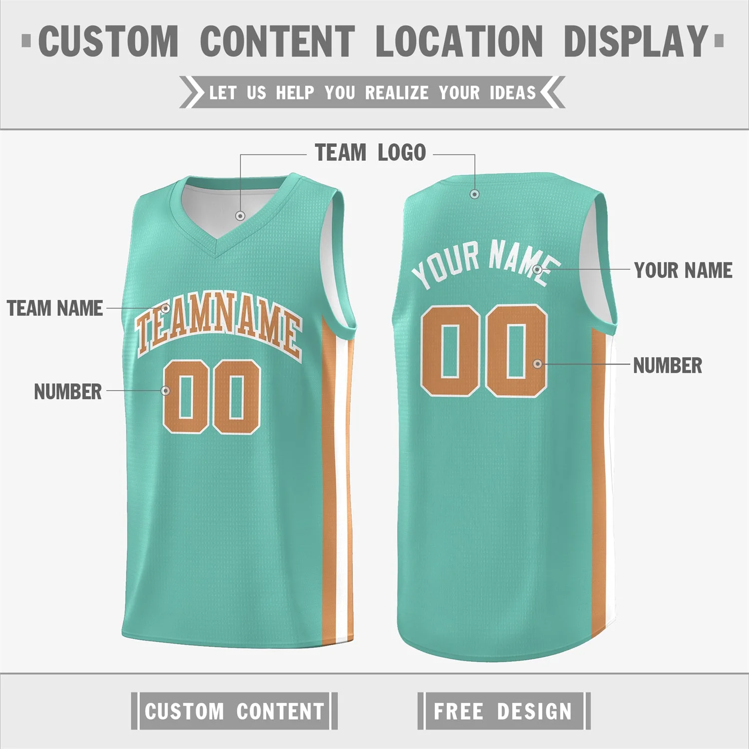 Custom Light Green White Khaki Double Side Tops Basketball Jersey - Image 2