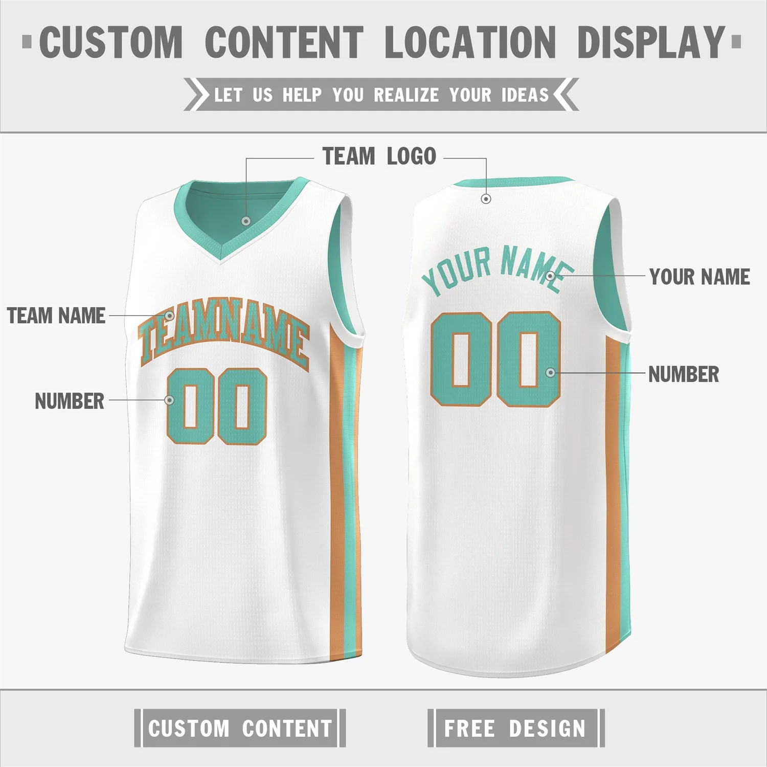 Custom Light Green White Khaki Double Side Tops Basketball Jersey - Image 3