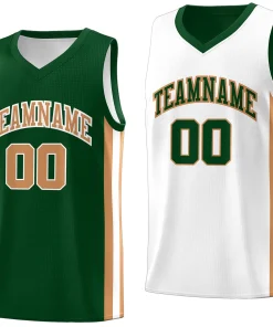 Custom Green Khaki-White Double Side Tops Basketball Jersey