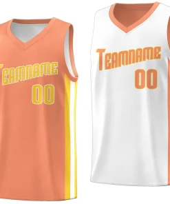 Custom Orange Yellow-White Double Side Tops Basketball Jersey