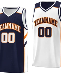 Custom Navy White Double Side Tops Basketball Jersey