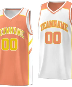 Custom Orange White FDouble Side Tops Basketball Jersey