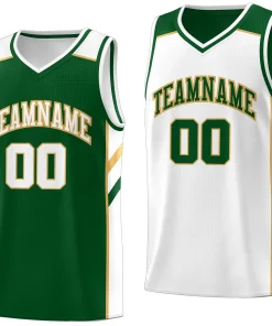 Custom Green White Double Side Tops Basketball Jersey
