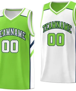 Custom Neon Green White Double Side Tops Basketball Jersey