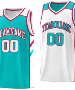 Custom Light Green White Double Side Tops Basketball Jersey
