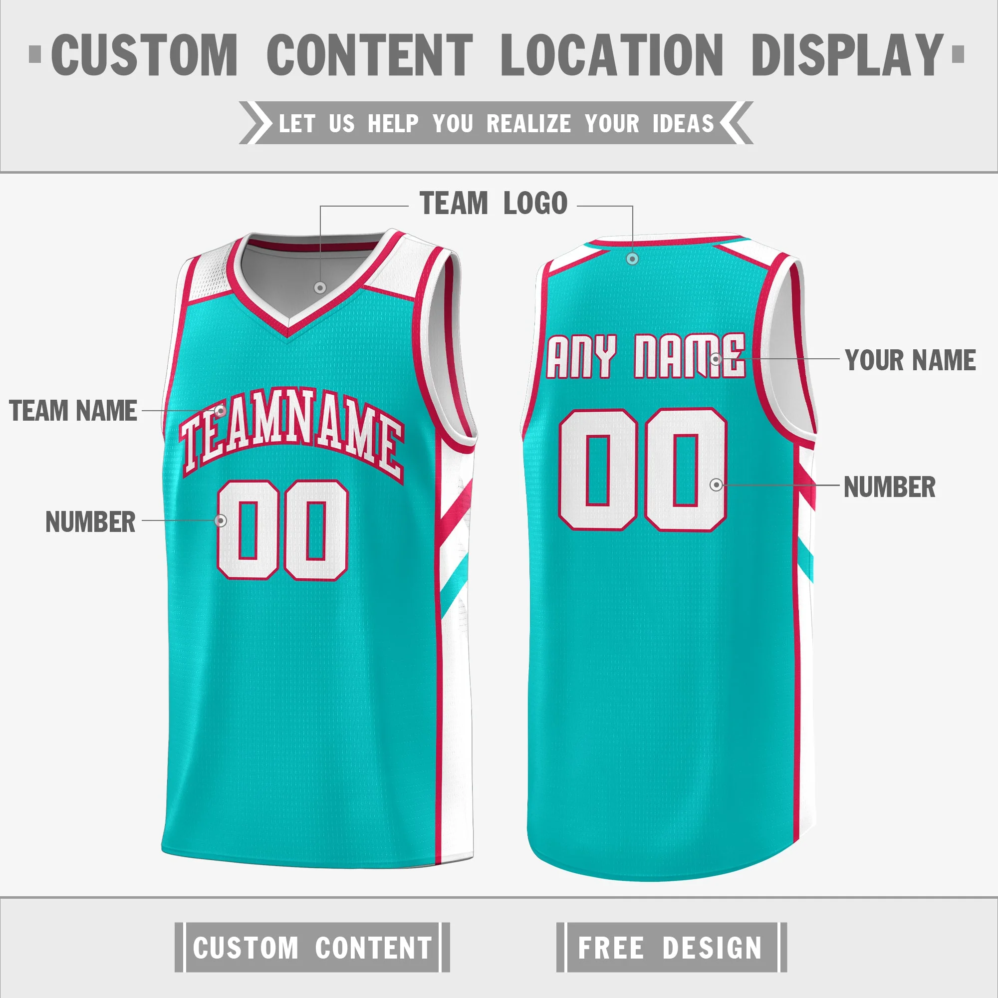 Custom Light Green White Double Side Tops Basketball Jersey - Image 2