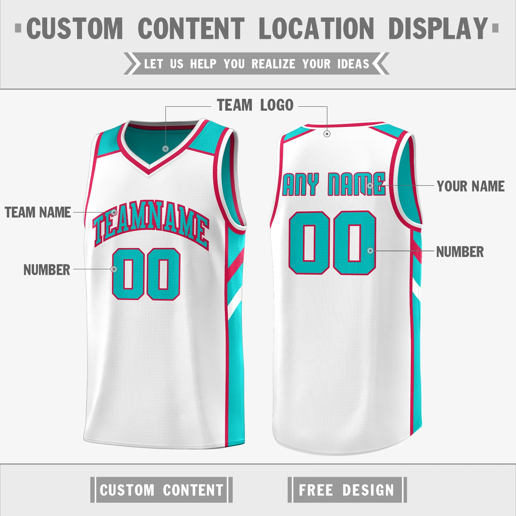 Custom Light Green White Double Side Tops Basketball Jersey - Image 3