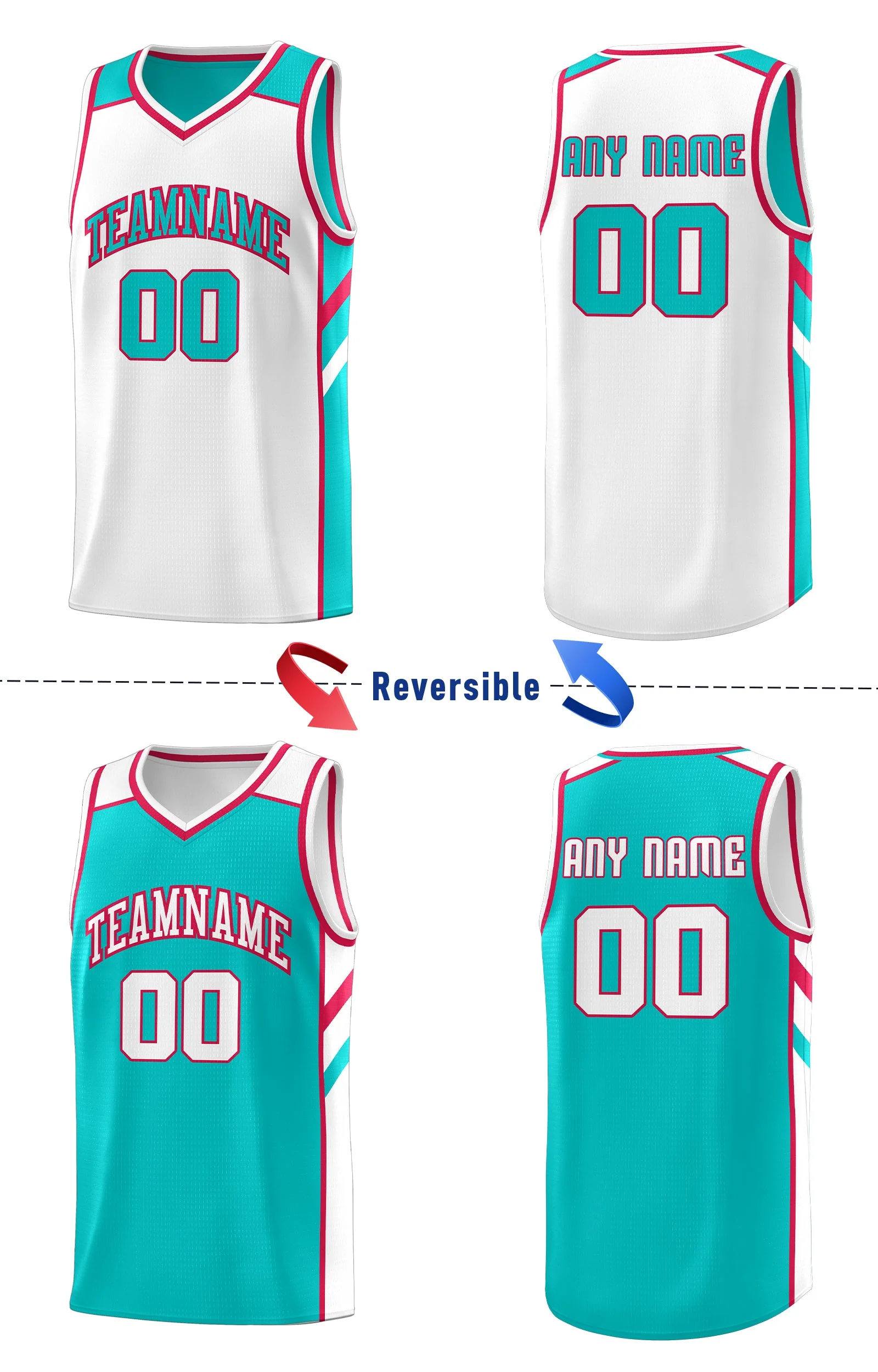 Custom Light Green White Double Side Tops Basketball Jersey - Image 4