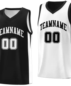 Custom Black White Double Side Tops Basketball Jersey